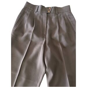 Vintage 1980s Mondi Chocolate Brown Wool Blend Pleated Pants 8/40 High‎ Waist